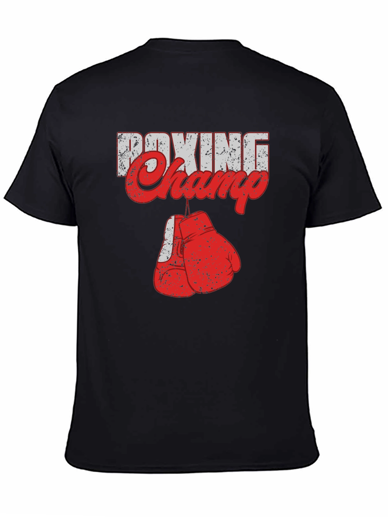 Boxing Champ Graphic Tee - Black Cotton