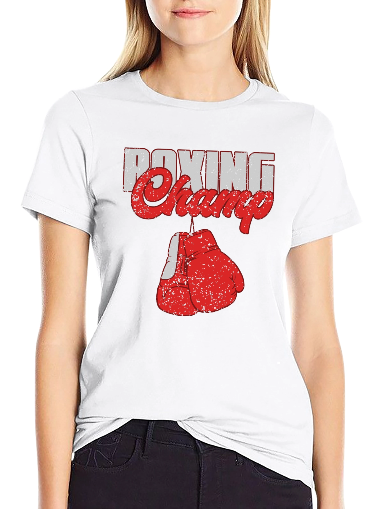 Boxing Champ Graphic Tee - Black Cotton