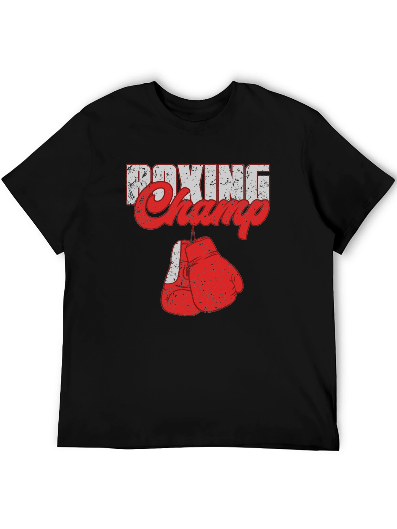 Boxing Champ Graphic Tee - Black Cotton