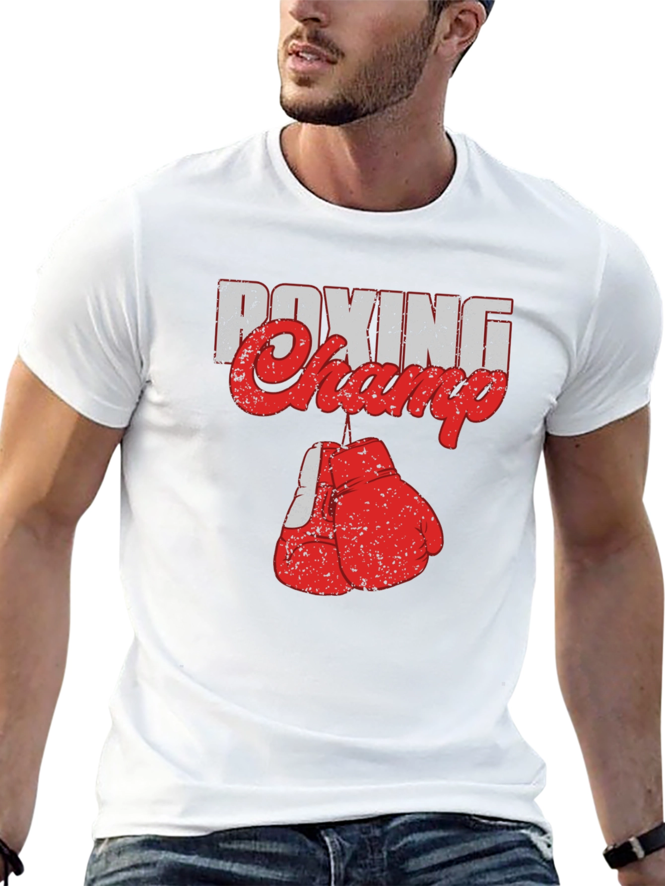 Boxing Champ Graphic Tee - Black Cotton