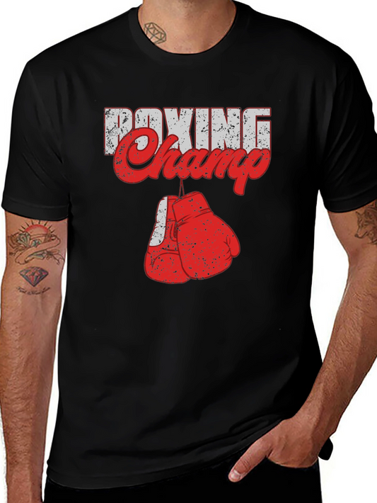 Boxing Champ Graphic Tee - Black Cotton