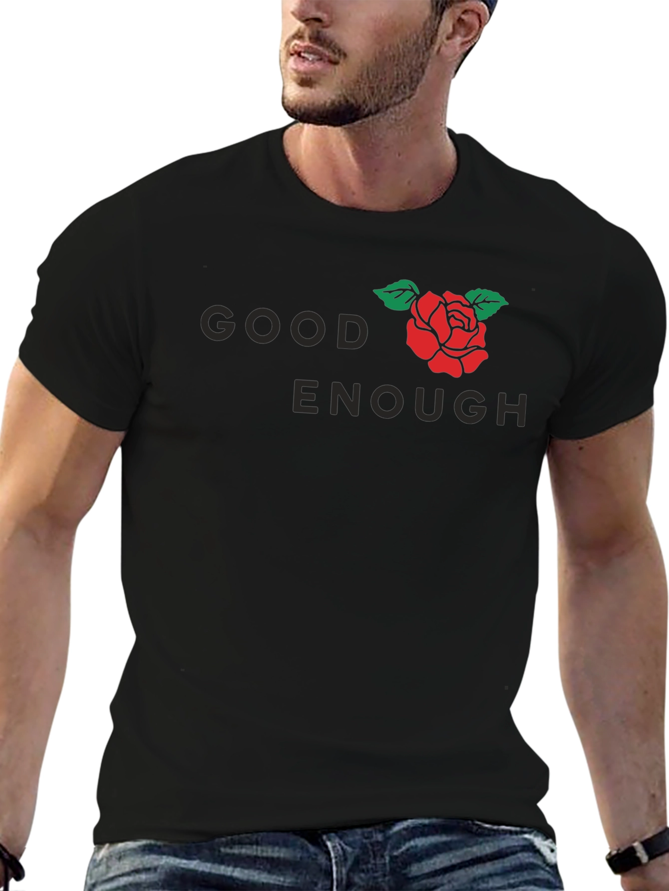 Good Enough Rose Graphic T-Shirt - Black