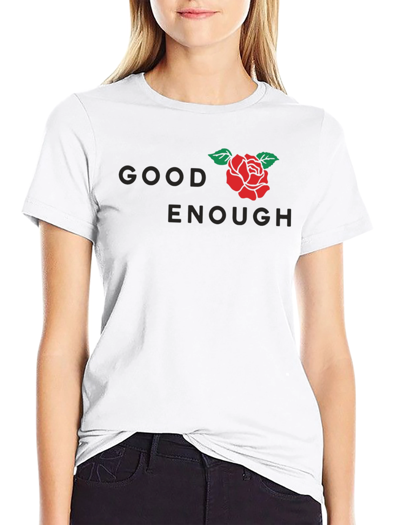 Good Enough Rose Graphic T-Shirt - Black