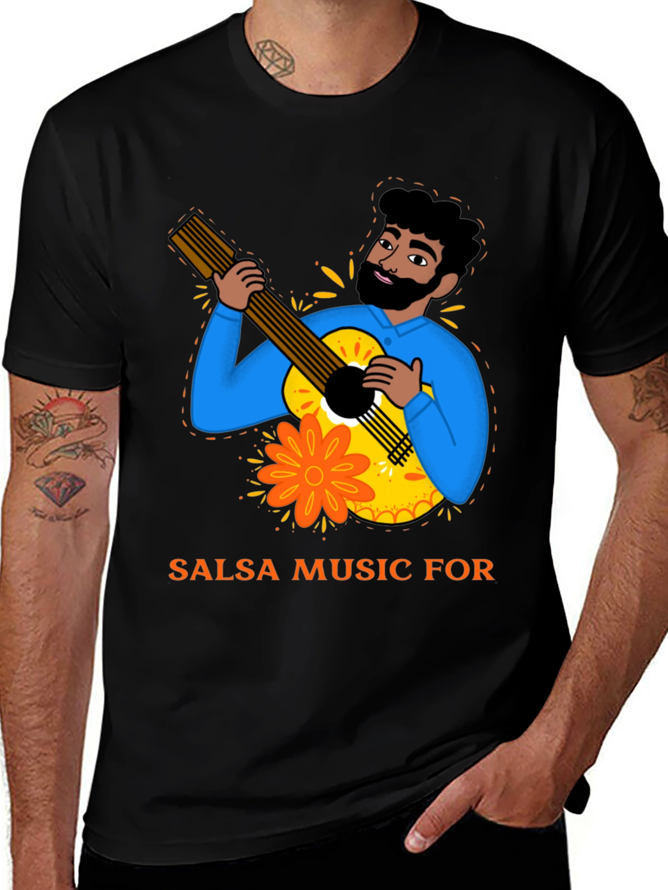 Salsa Music T-Shirt - Guitar Player Design