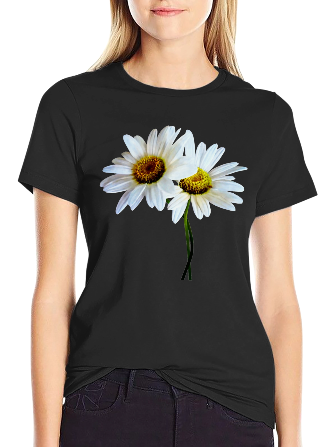 Daisy Flower T-Shirt - Classic Black Tee