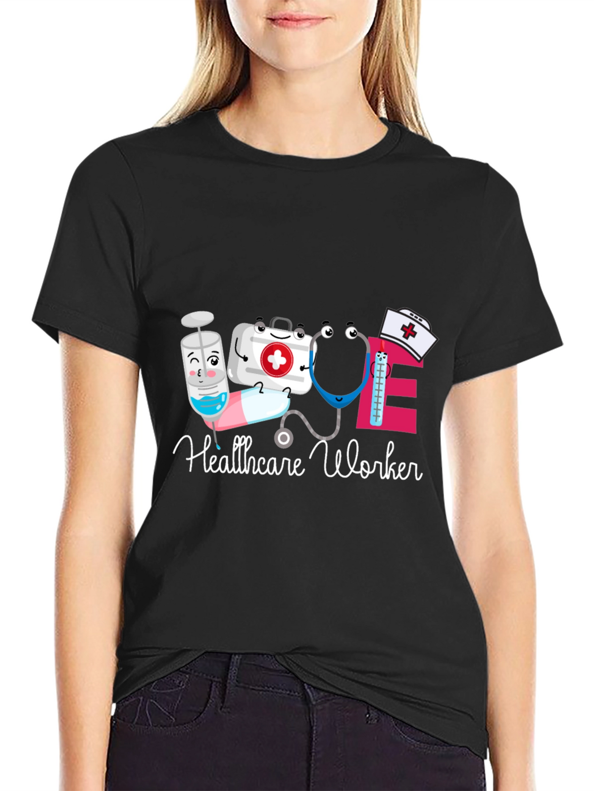 Healthcare Worker Cartoon Graphic T-Shirt