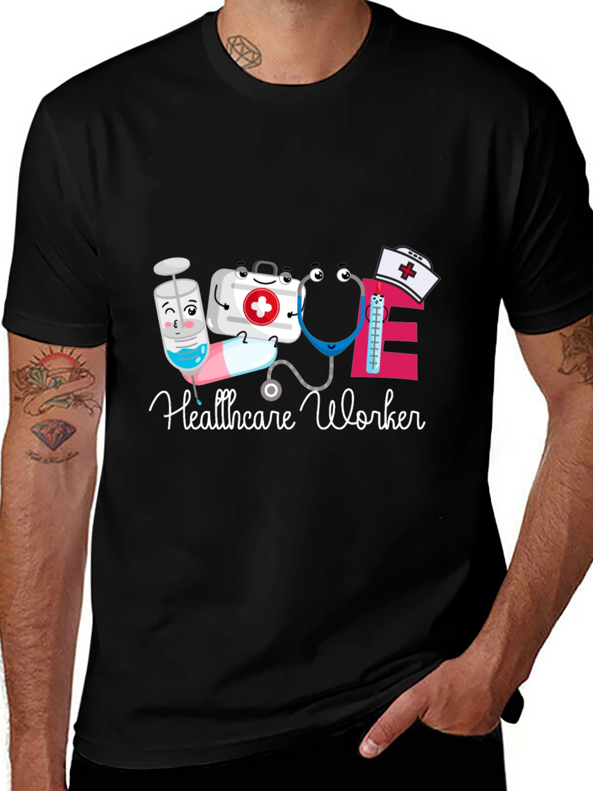 Healthcare Worker Cartoon Graphic T-Shirt