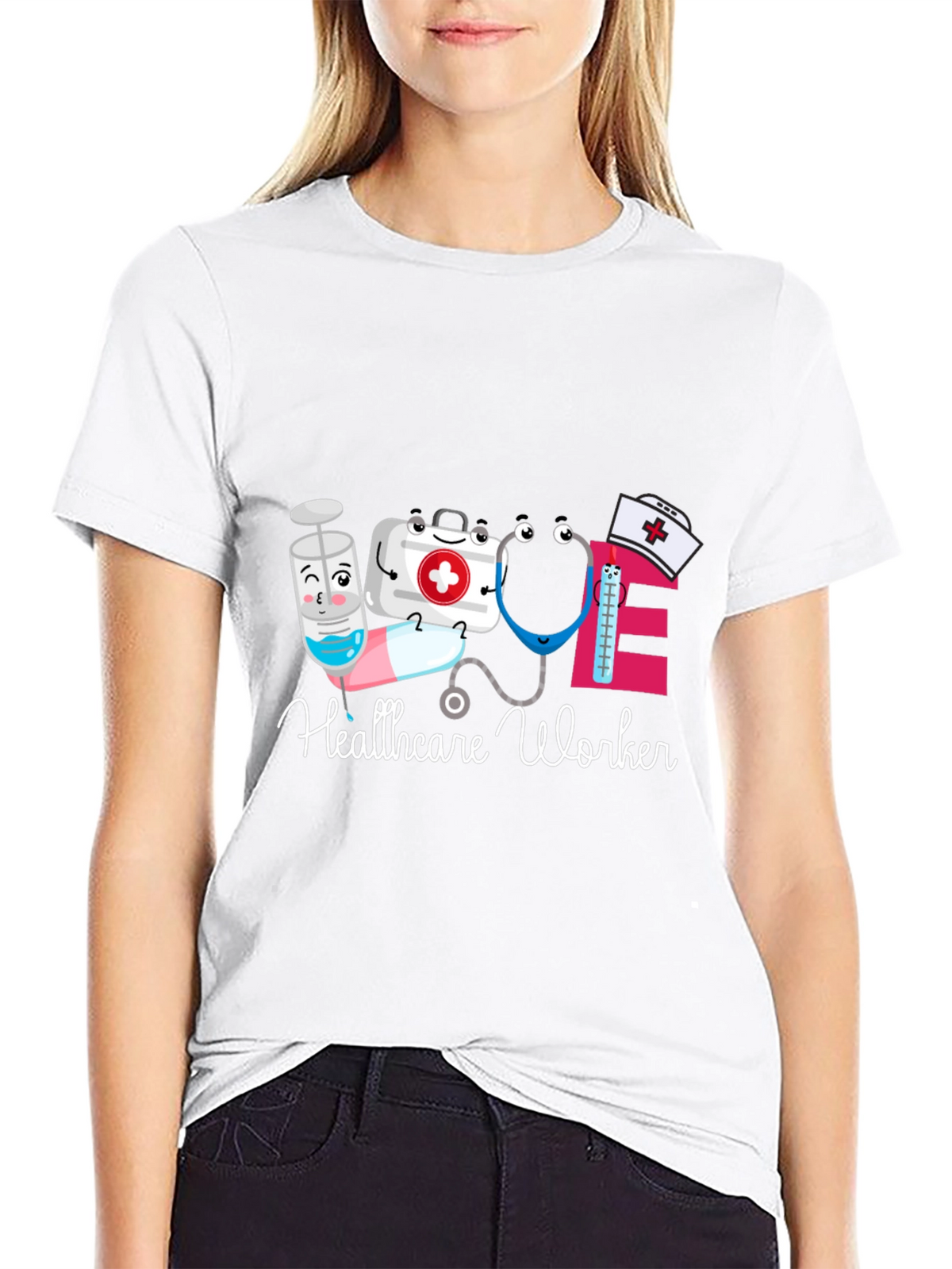 Healthcare Worker Cartoon Graphic T-Shirt