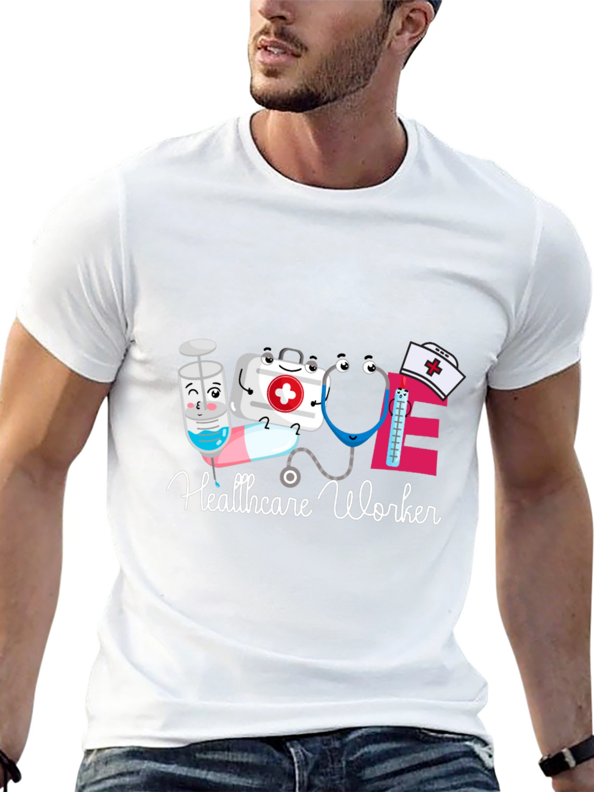 Healthcare Worker Cartoon Graphic T-Shirt