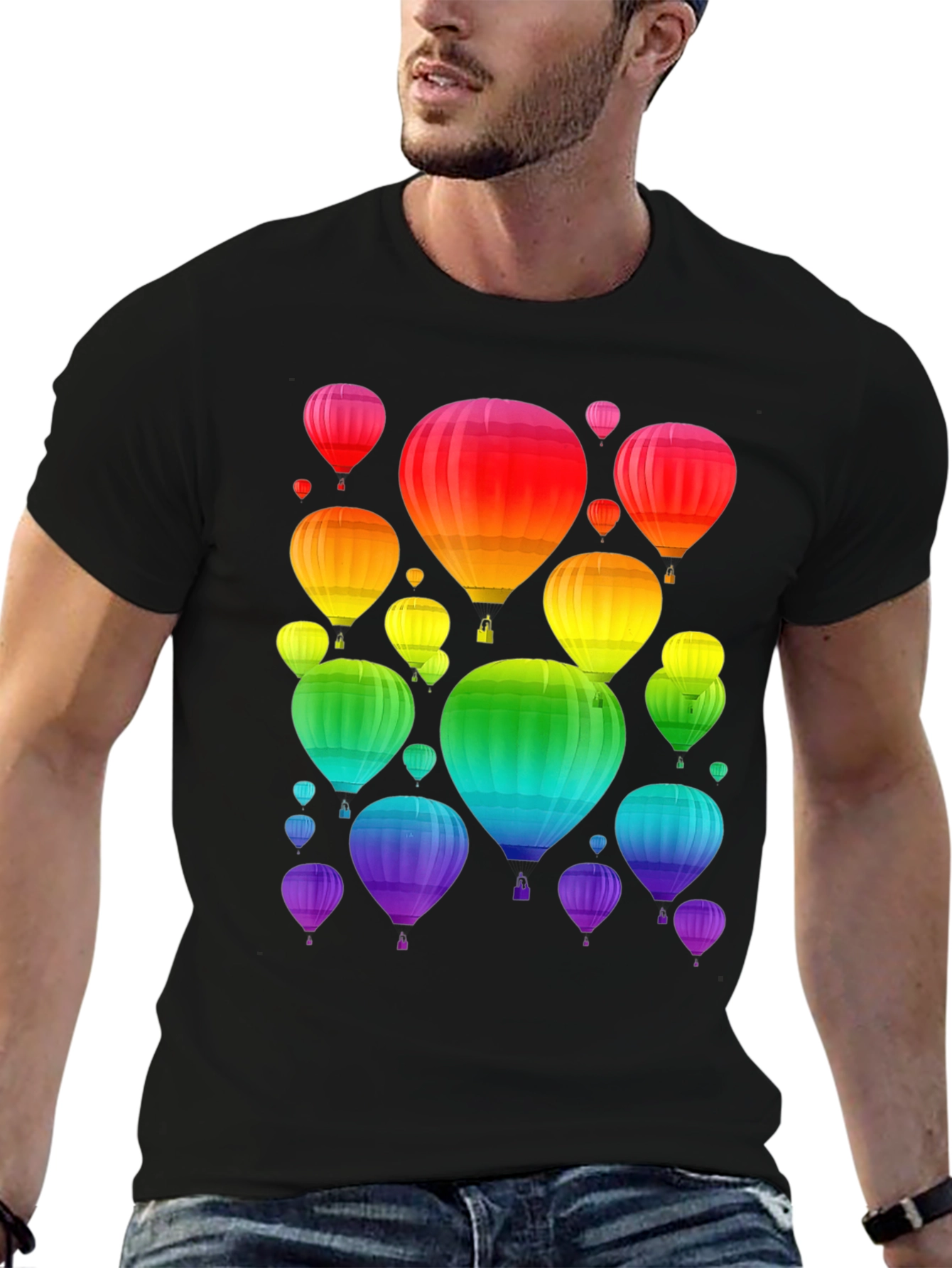 Rainbow Hot Air Balloon Graphic Tee