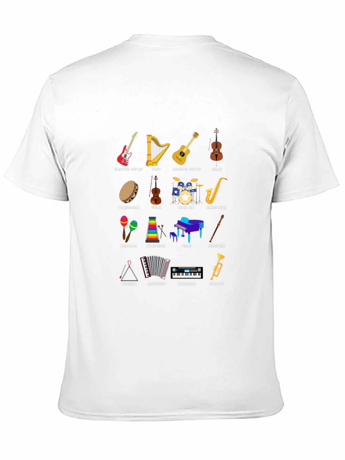 Musical Instruments Graphic Print Crew Neck T-Shirt