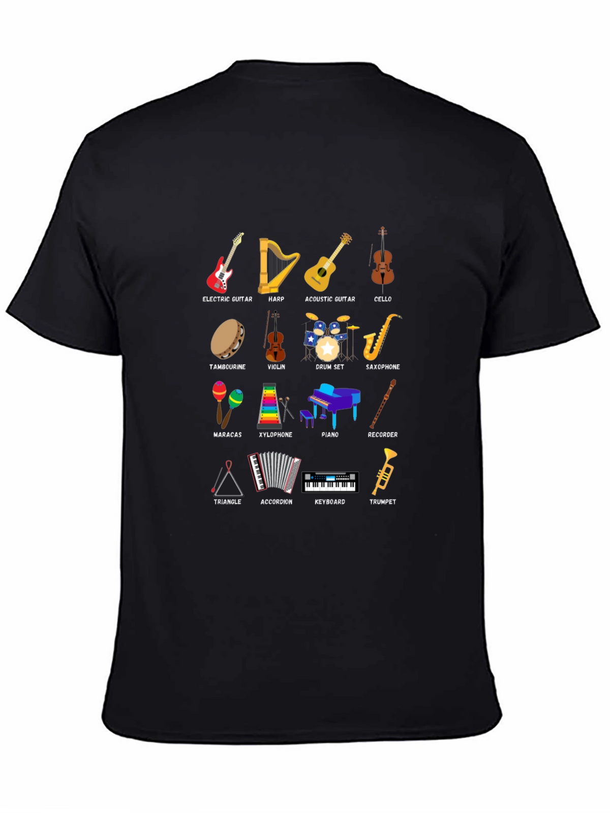 Musical Instruments Graphic Print Crew Neck T-Shirt