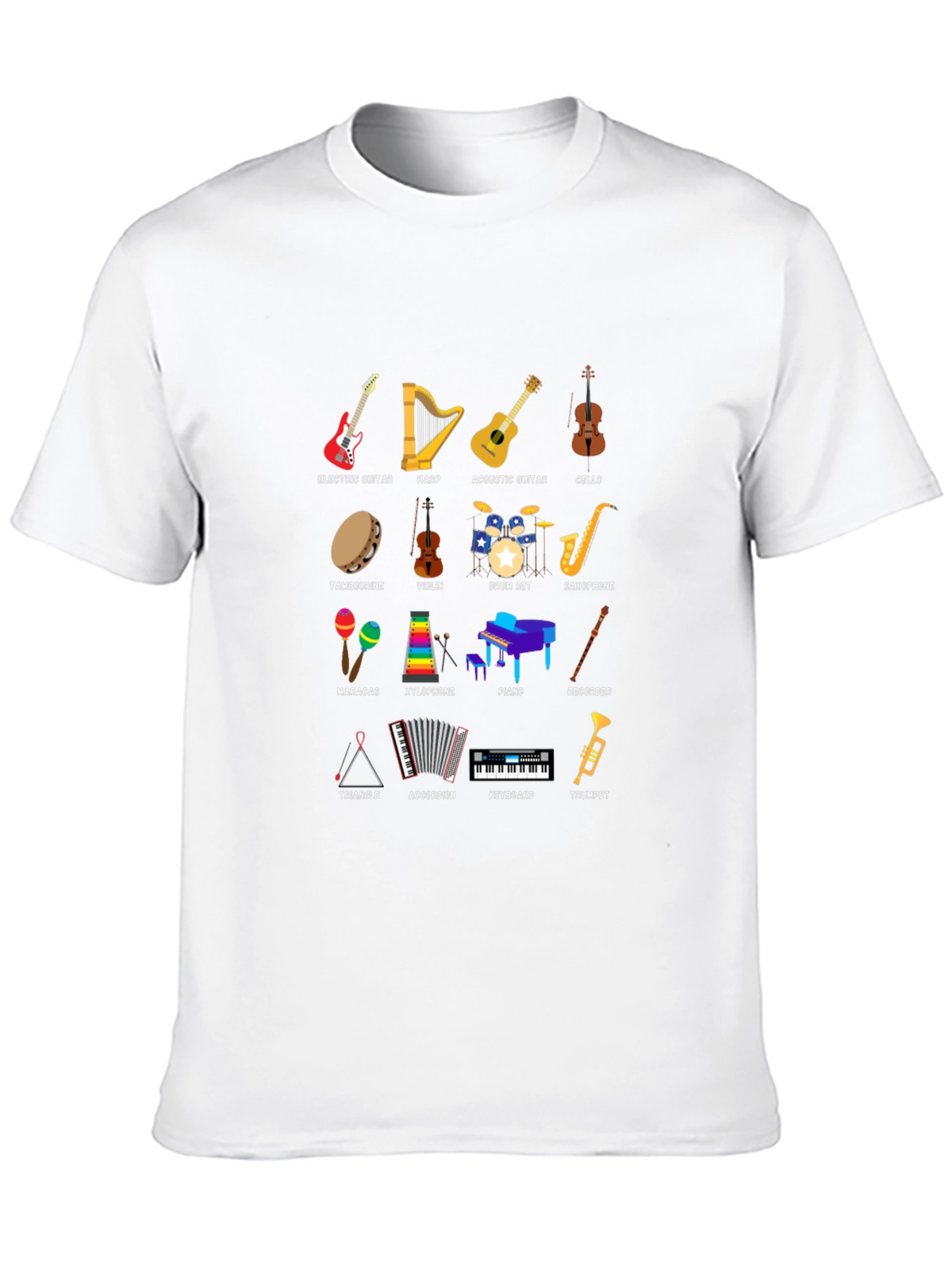 Musical Instruments Graphic Print Crew Neck T-Shirt