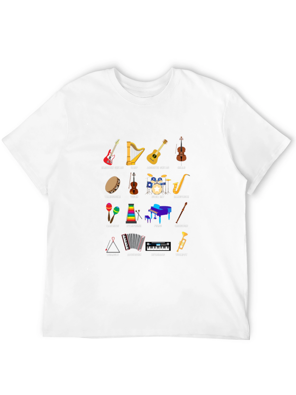 Musical Instruments Graphic Print Crew Neck T-Shirt