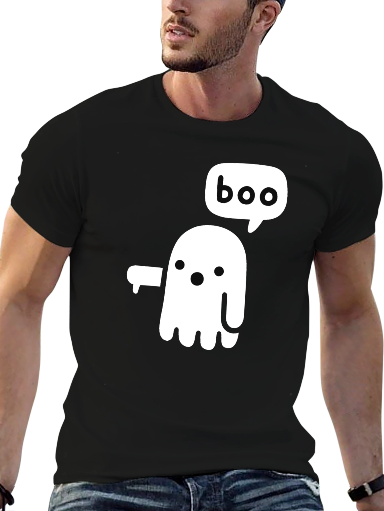 Boo Ghost Graphic Tee - Halloween Fun