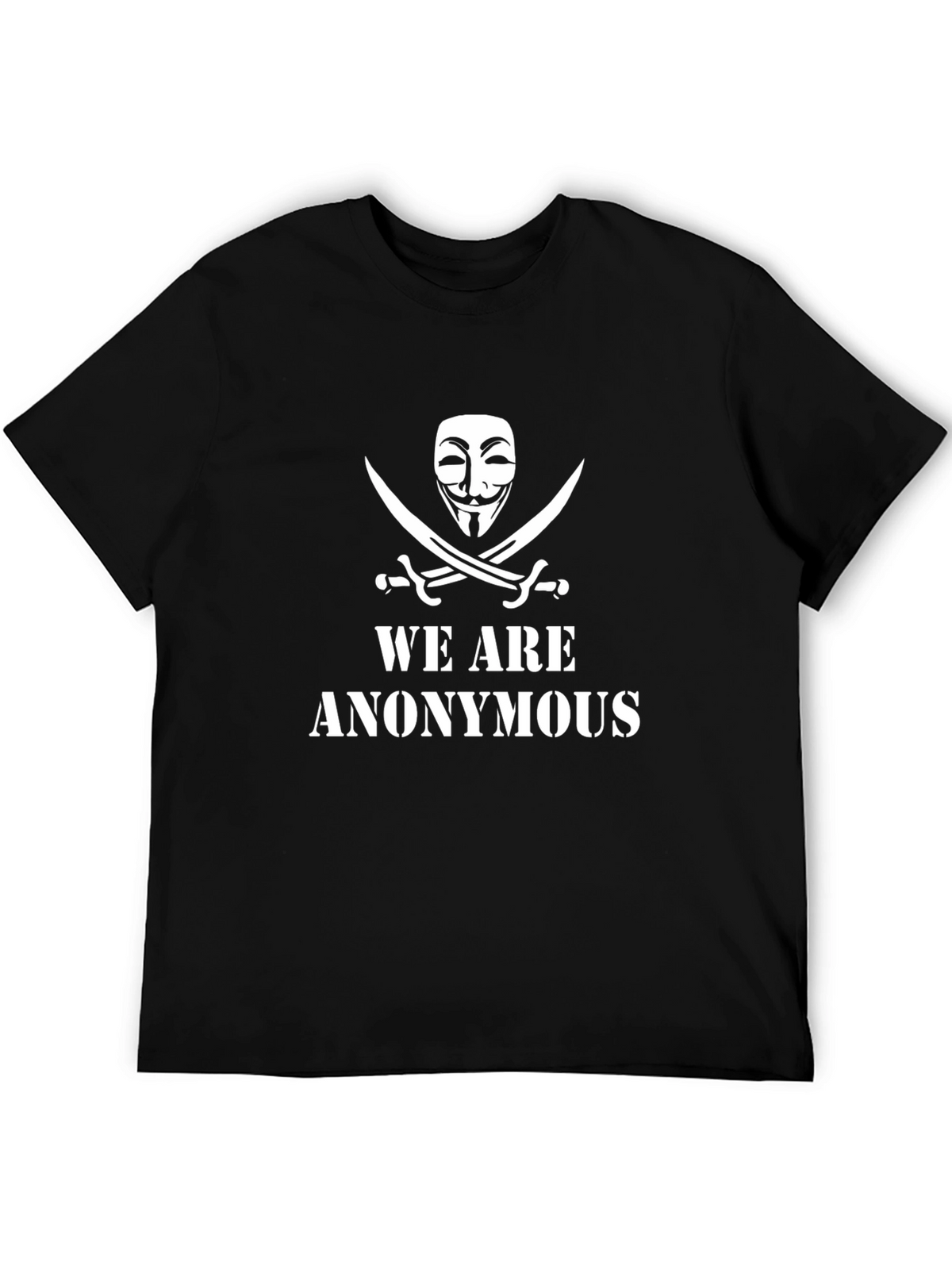 Anonymous Graphic Print Crew Neck Tee - Black