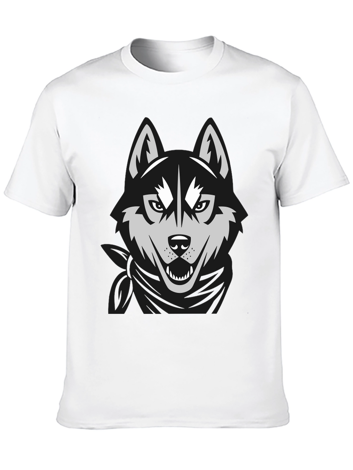 Mens Black T-Shirt with Wolf Graphic Design