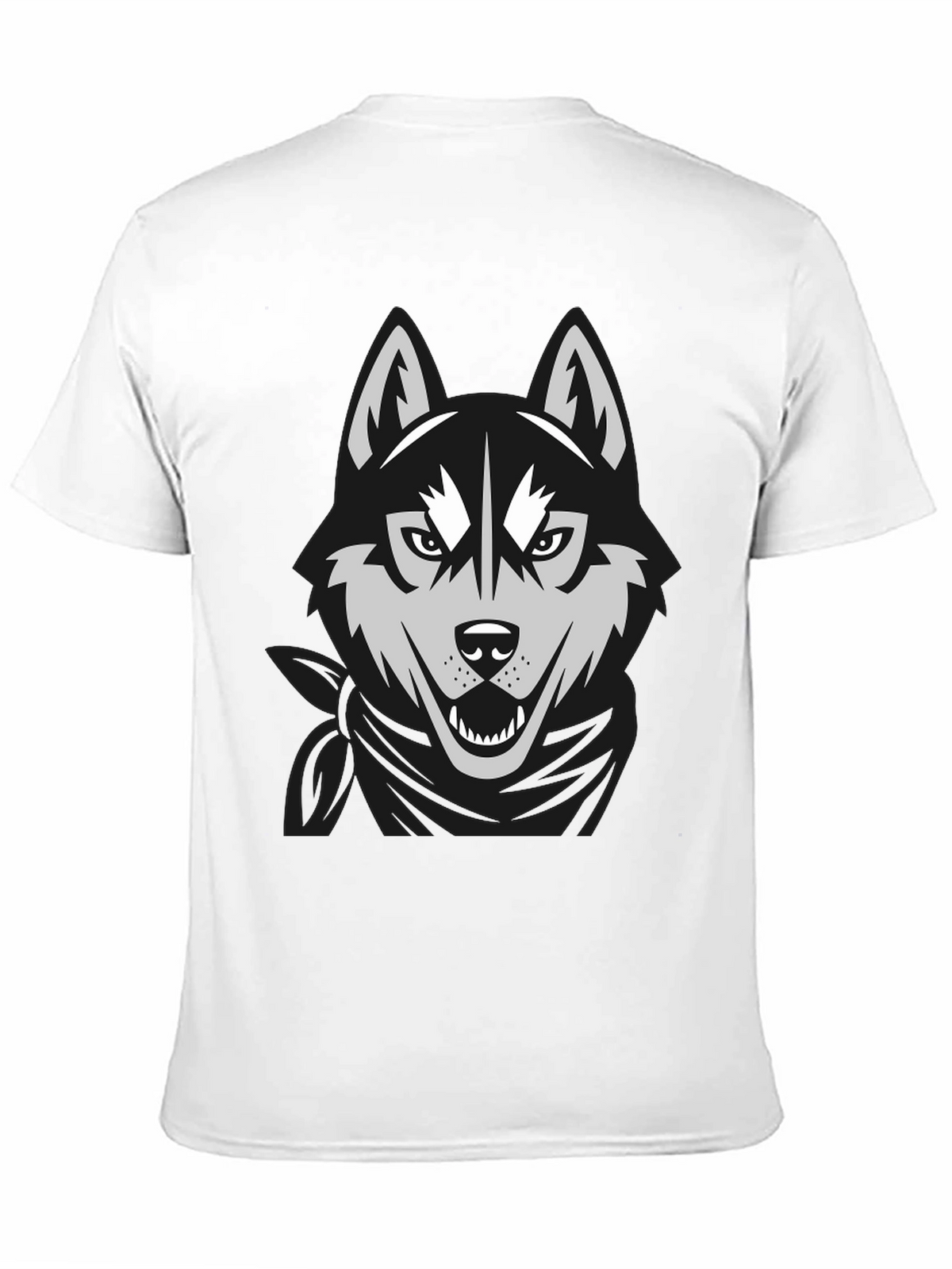 Mens Black T-Shirt with Wolf Graphic Design
