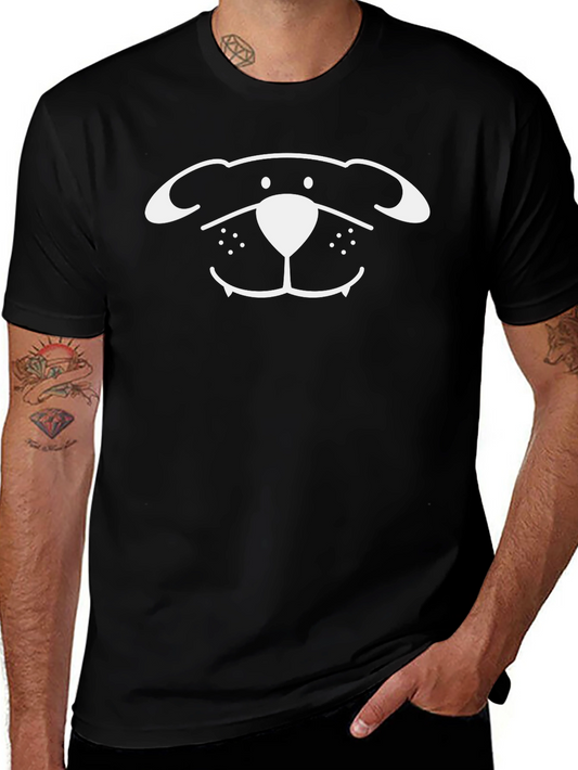 Cute Dog Face Graphic Black T-Shirt