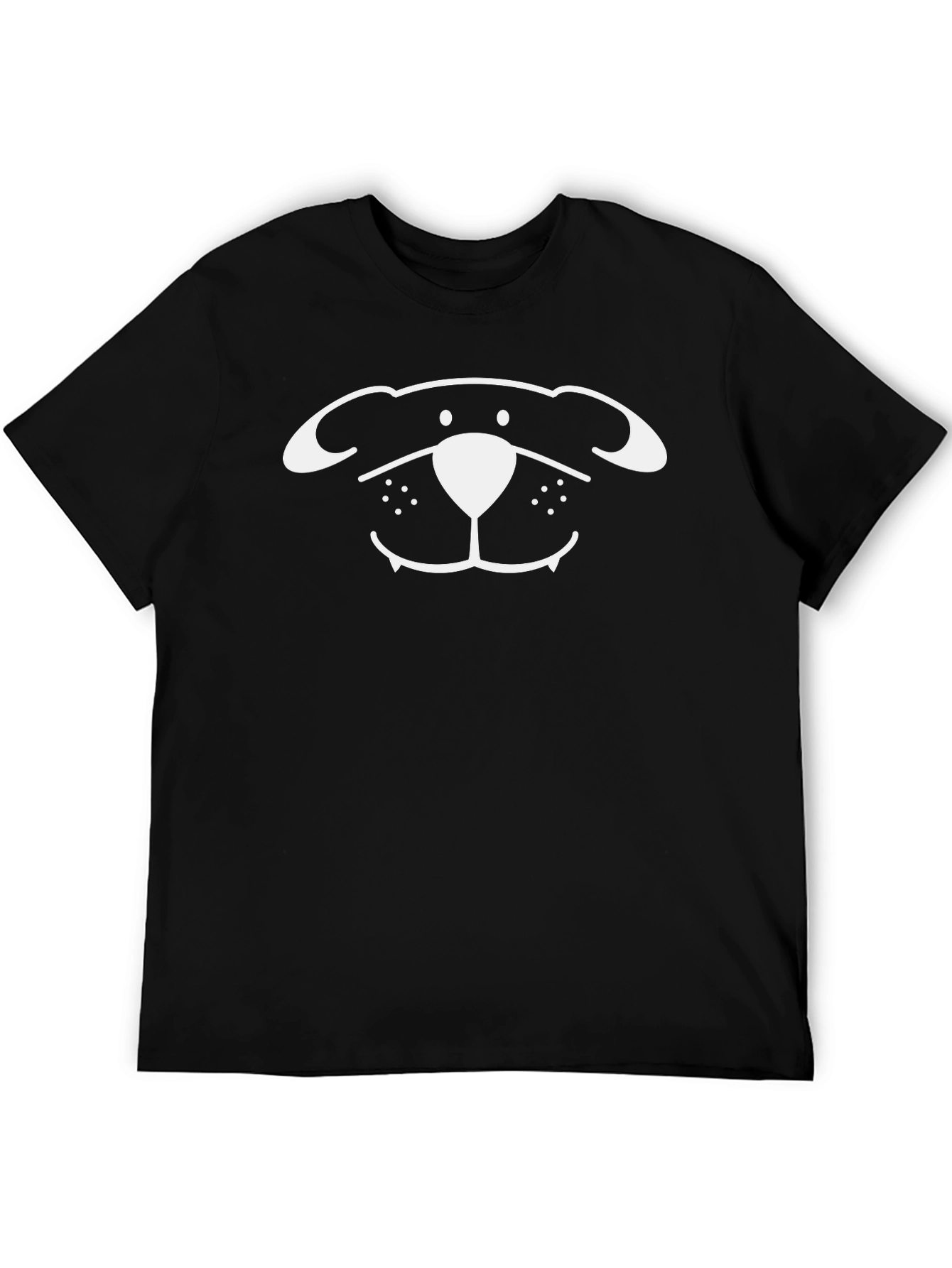 Cute Dog Face Graphic Black T-Shirt