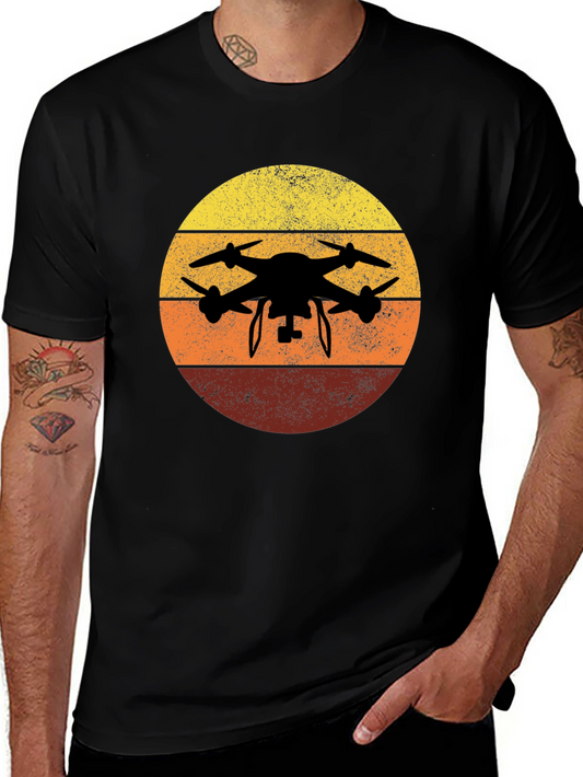 Drone Silhouette Sunset Graphic Tee