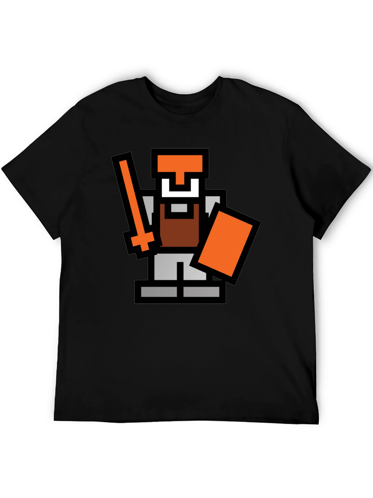 Retro Pixel Warrior Black T-Shirt