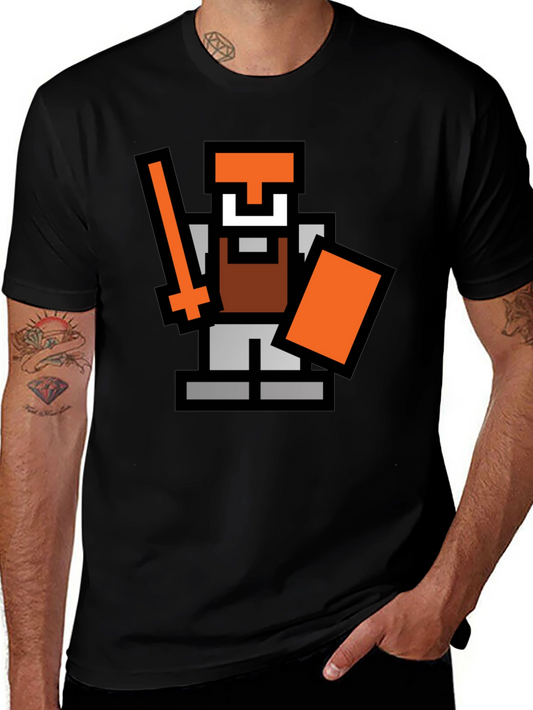 Retro Pixel Warrior Black T-Shirt