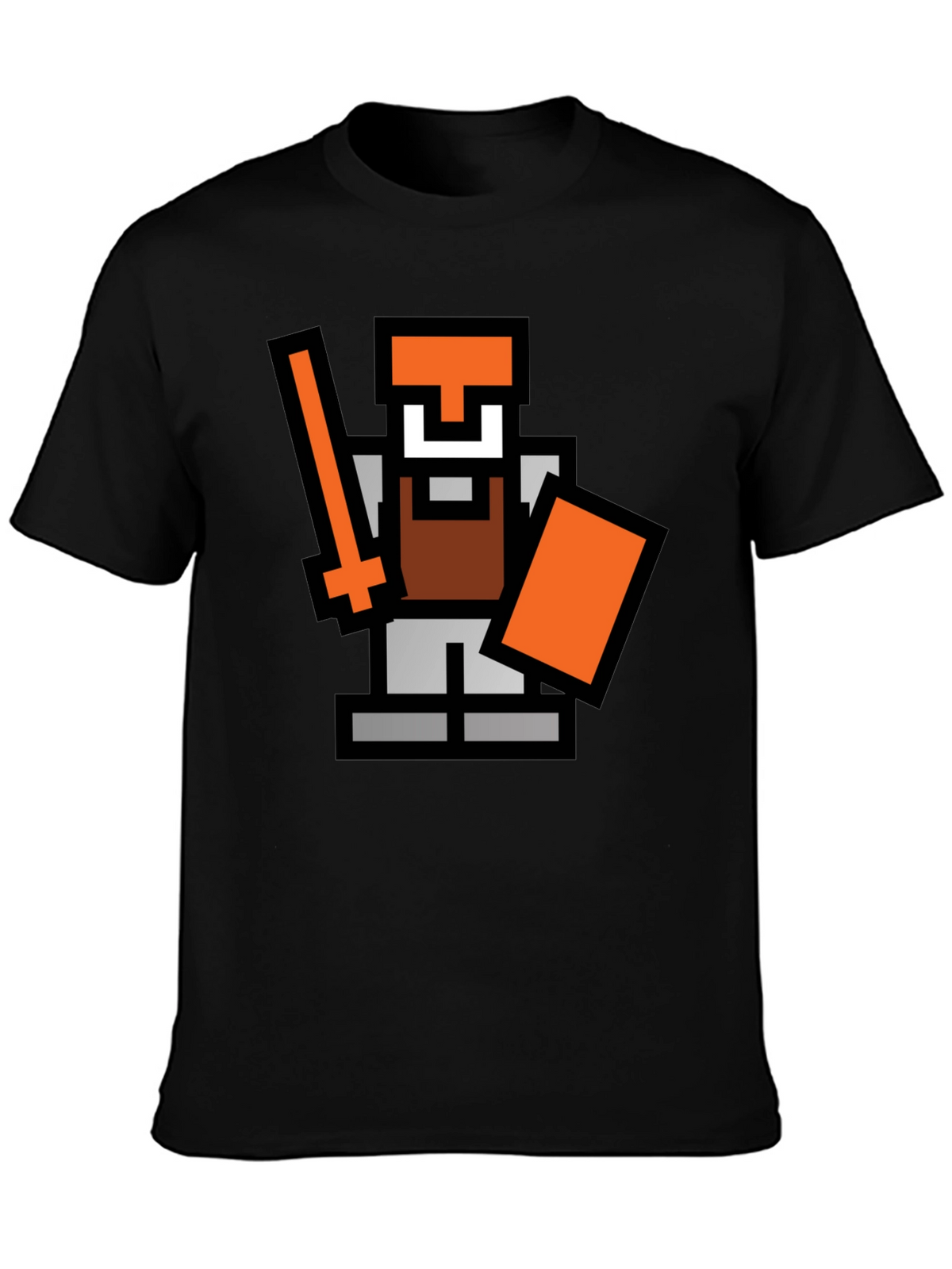Retro Pixel Warrior Black T-Shirt