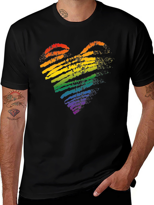 Pride Rainbow Heart Black T-Shirt