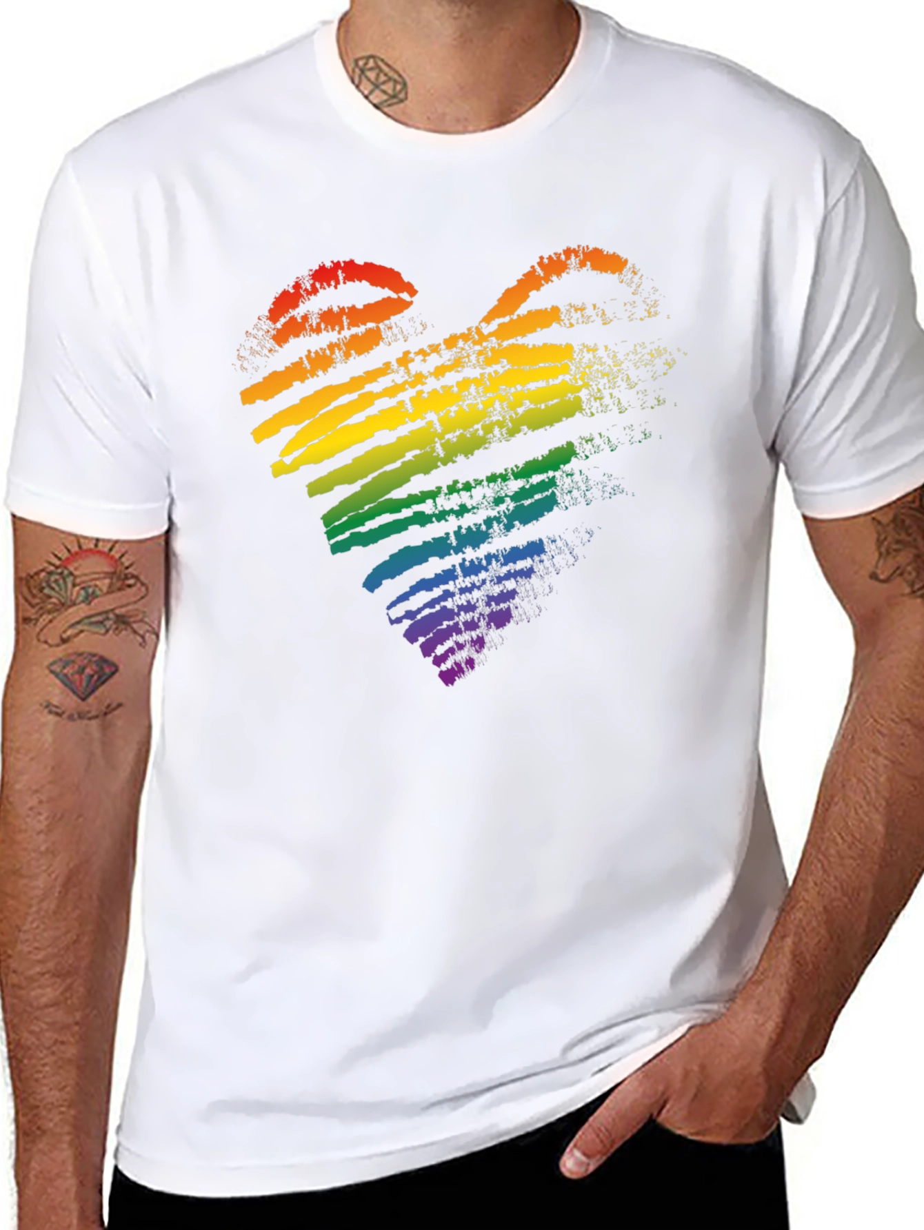 Pride Rainbow Heart Black T-Shirt