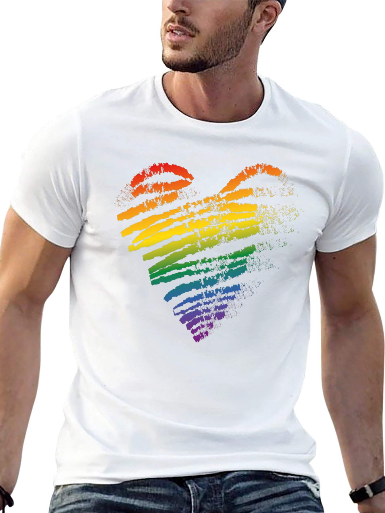 Pride Rainbow Heart Black T-Shirt