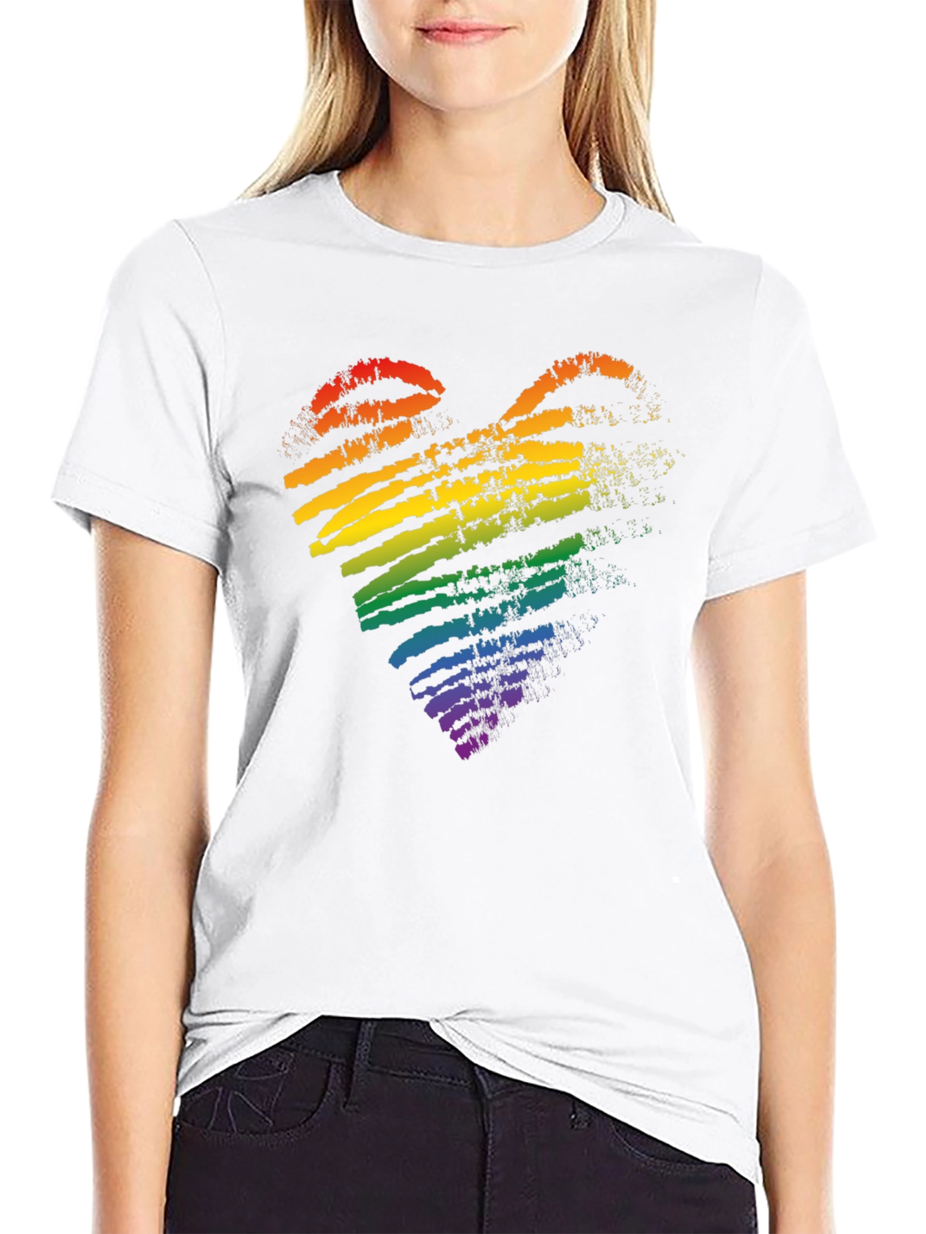 Pride Rainbow Heart Black T-Shirt