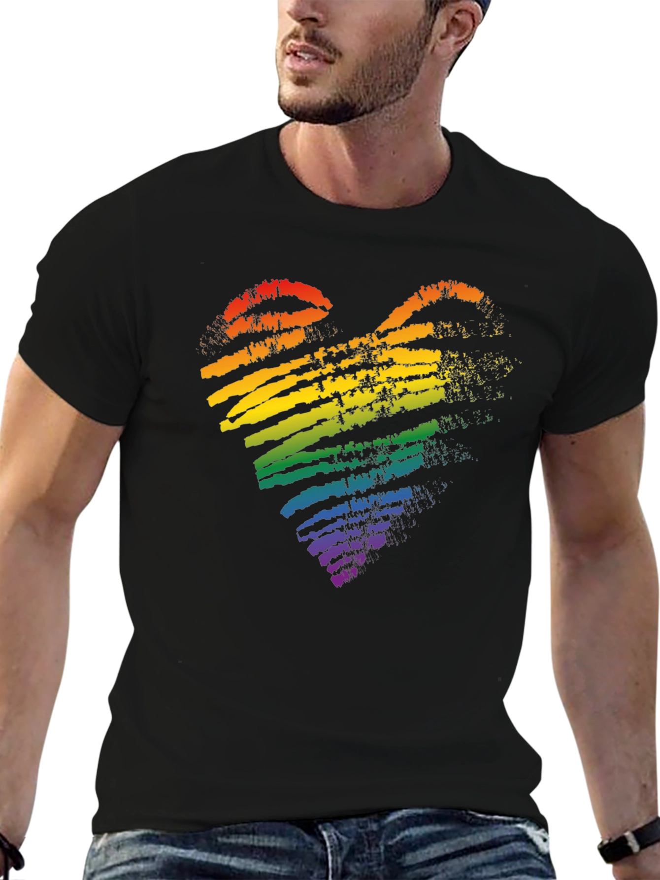 Pride Rainbow Heart Black T-Shirt