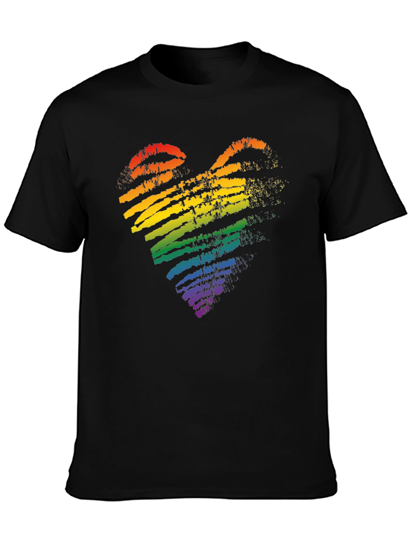 Pride Rainbow Heart Black T-Shirt