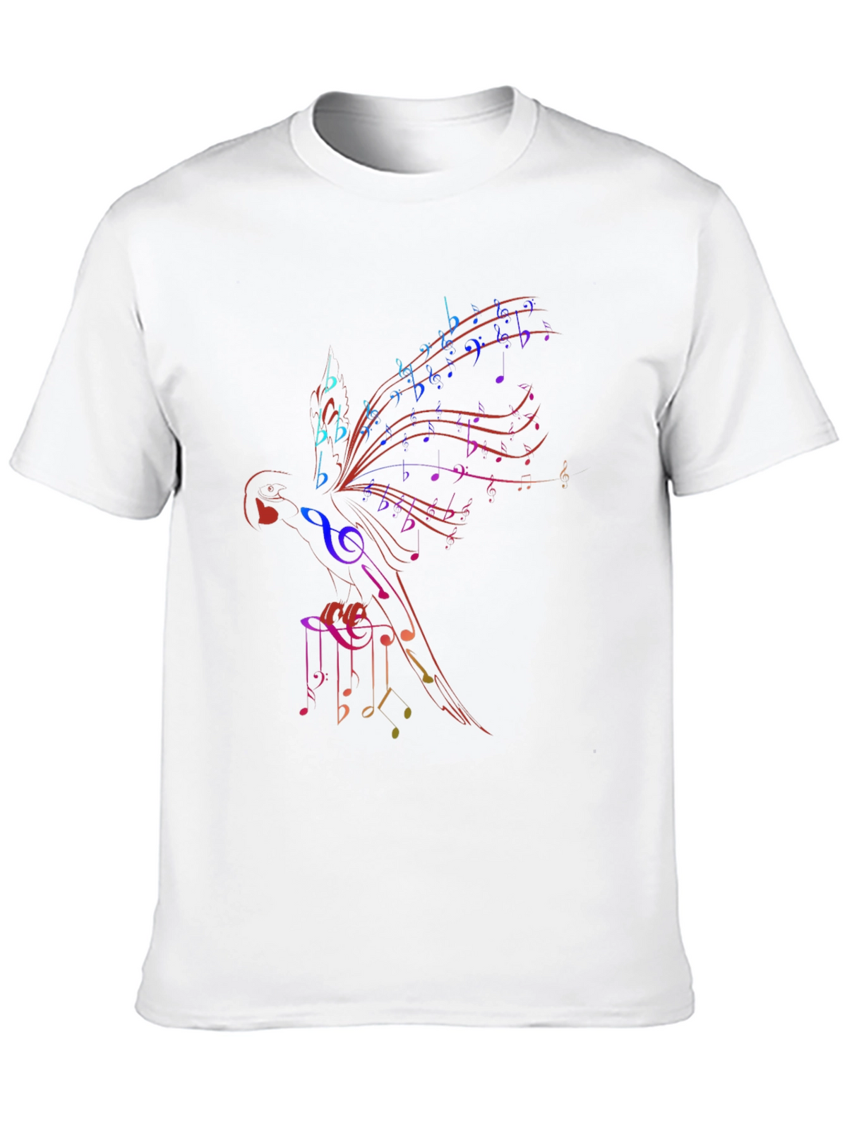 Musical Notes Parrot Graphic T-Shirt