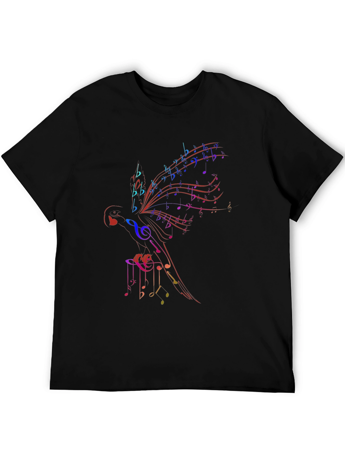 Musical Notes Parrot Graphic T-Shirt