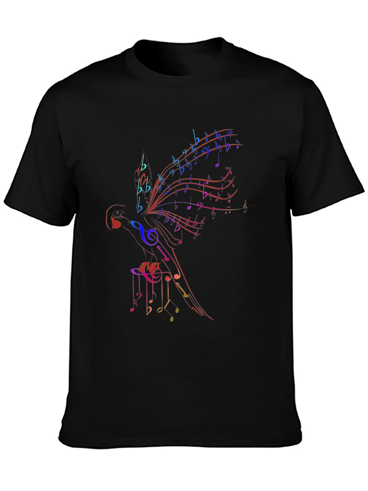 Musical Notes Parrot Graphic T-Shirt