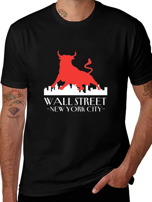 Wall Street New York City Bull Graphic T-Shirt