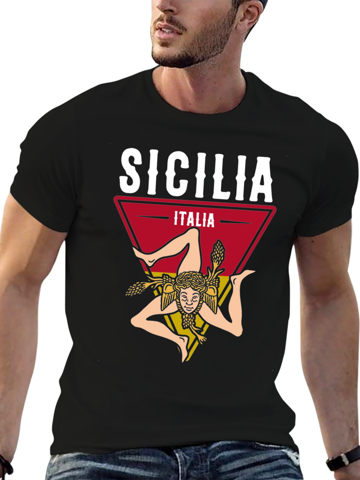 Sicilia Italia T-Shirt Trinacria Design