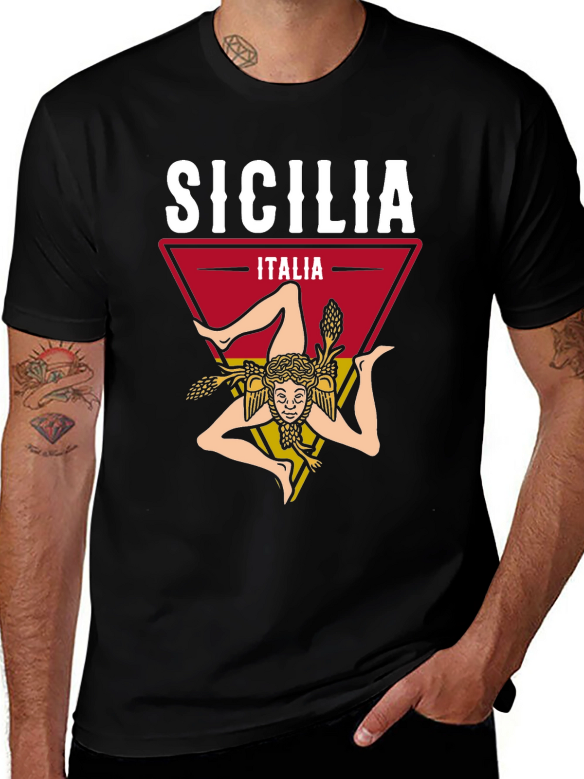Sicilia Italia T-Shirt Trinacria Design