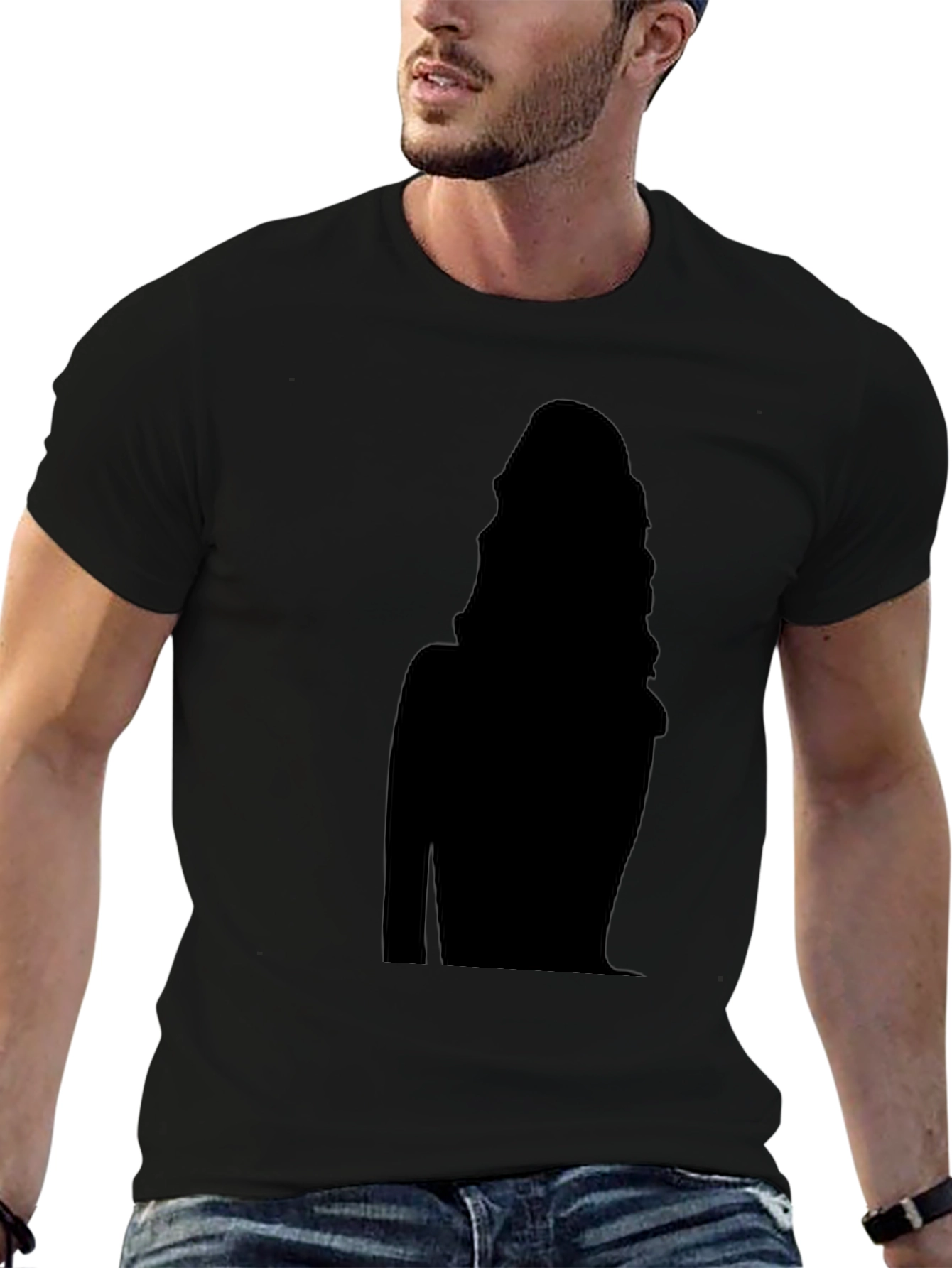 Black T-Shirt with Silhouette Design