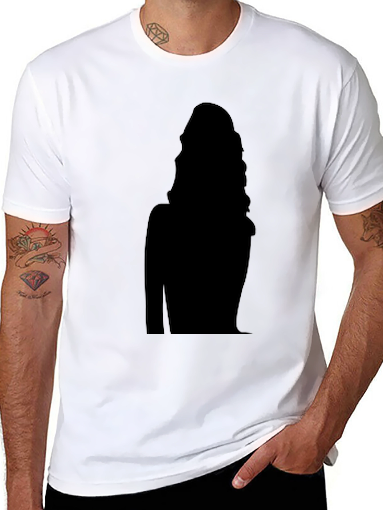 Black T-Shirt with Silhouette Design