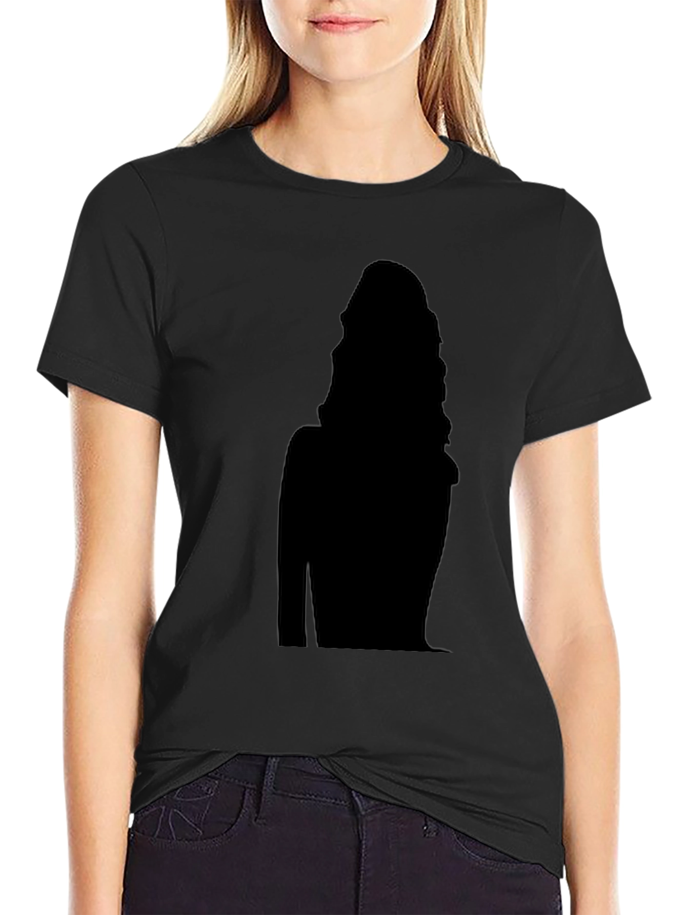 Black T-Shirt with Silhouette Design
