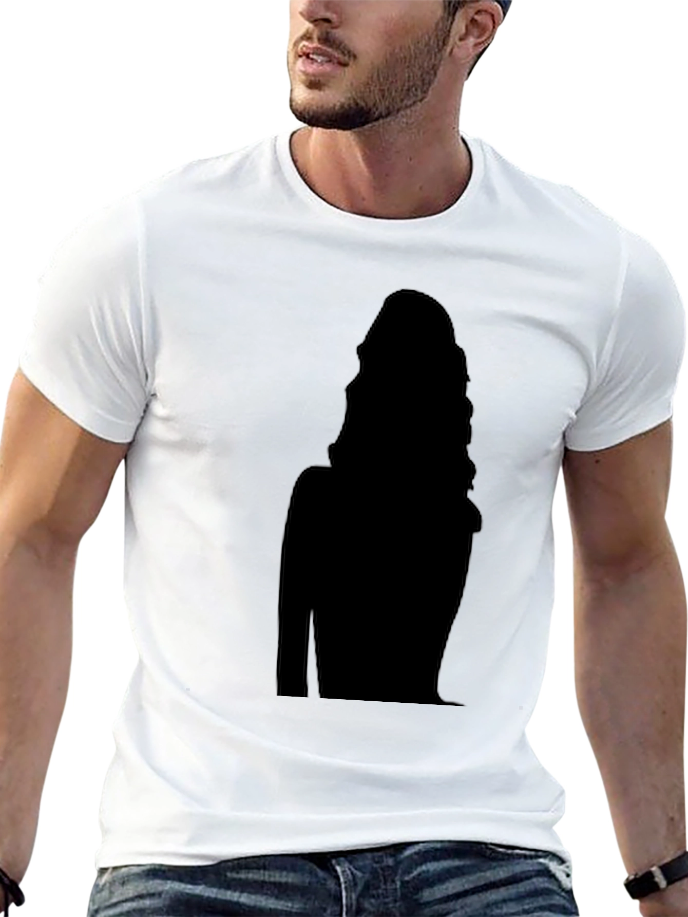 Black T-Shirt with Silhouette Design