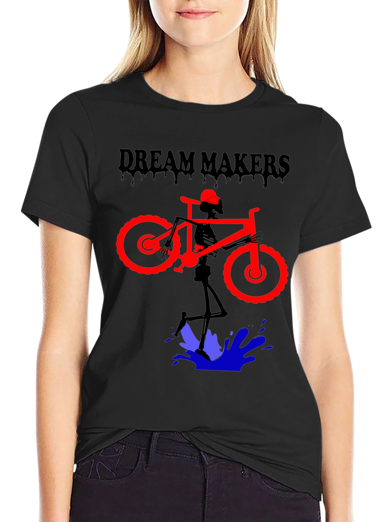 Dream Makers Skeleton Biker Graphic T-Shirt