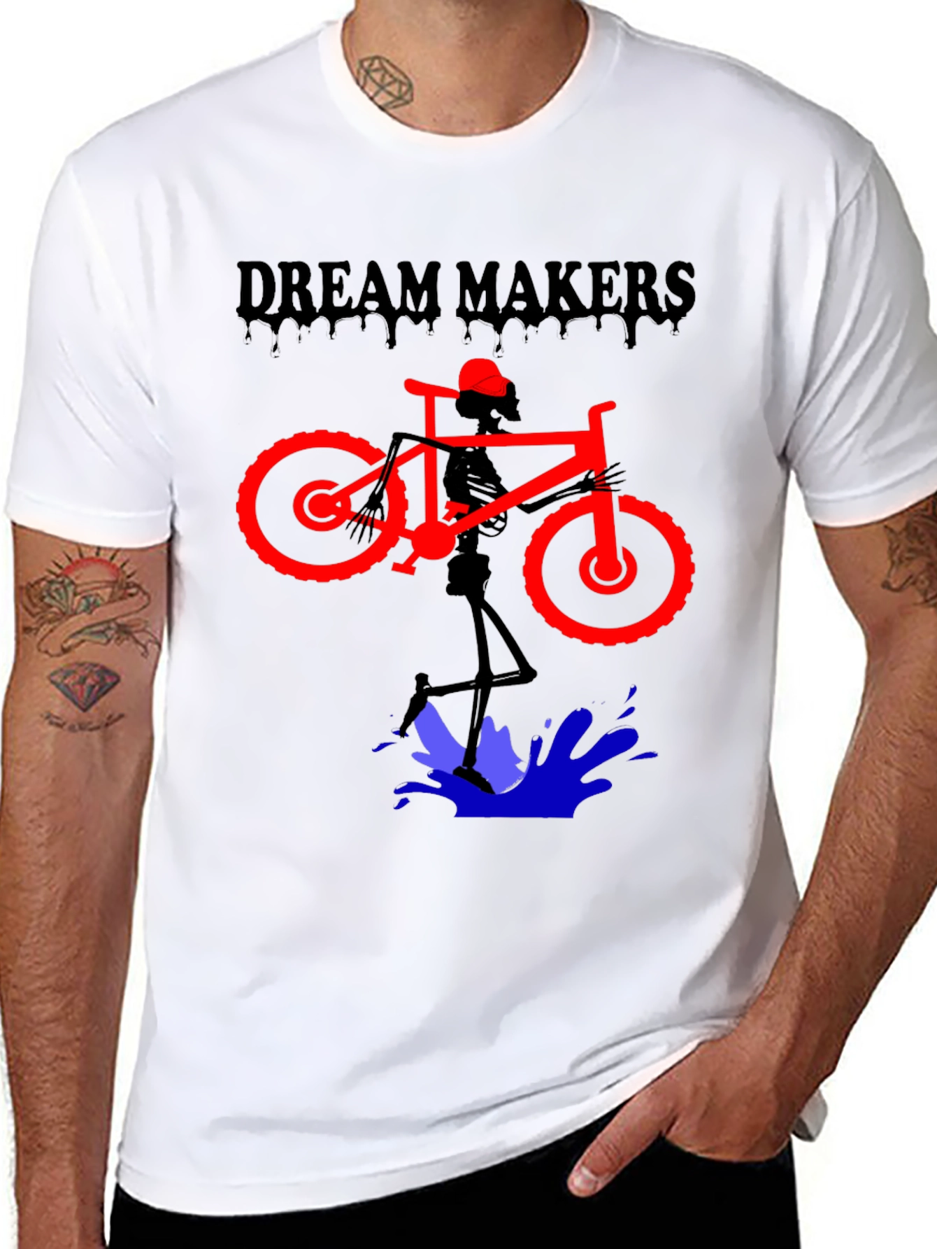 Dream Makers Skeleton Biker Graphic T-Shirt