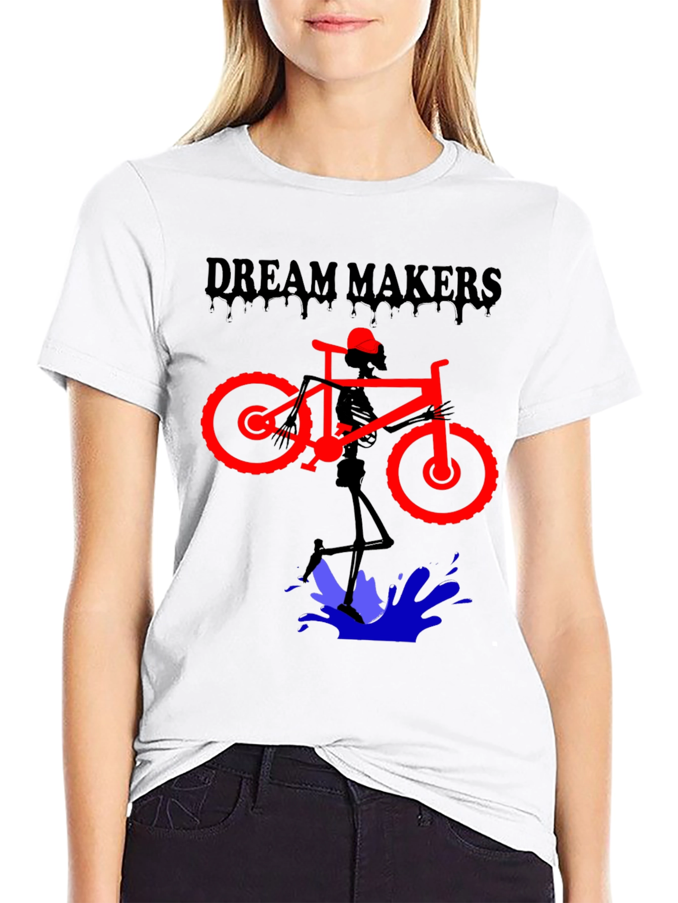 Dream Makers Skeleton Biker Graphic T-Shirt