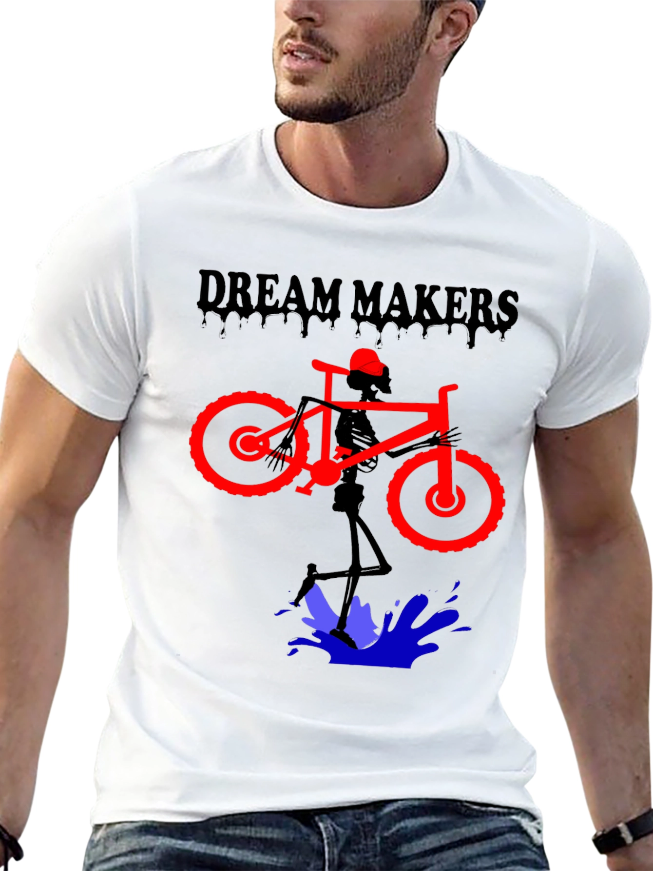 Dream Makers Skeleton Biker Graphic T-Shirt