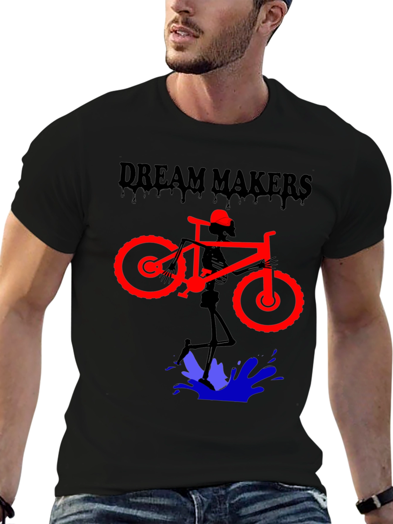 Dream Makers Skeleton Biker Graphic T-Shirt