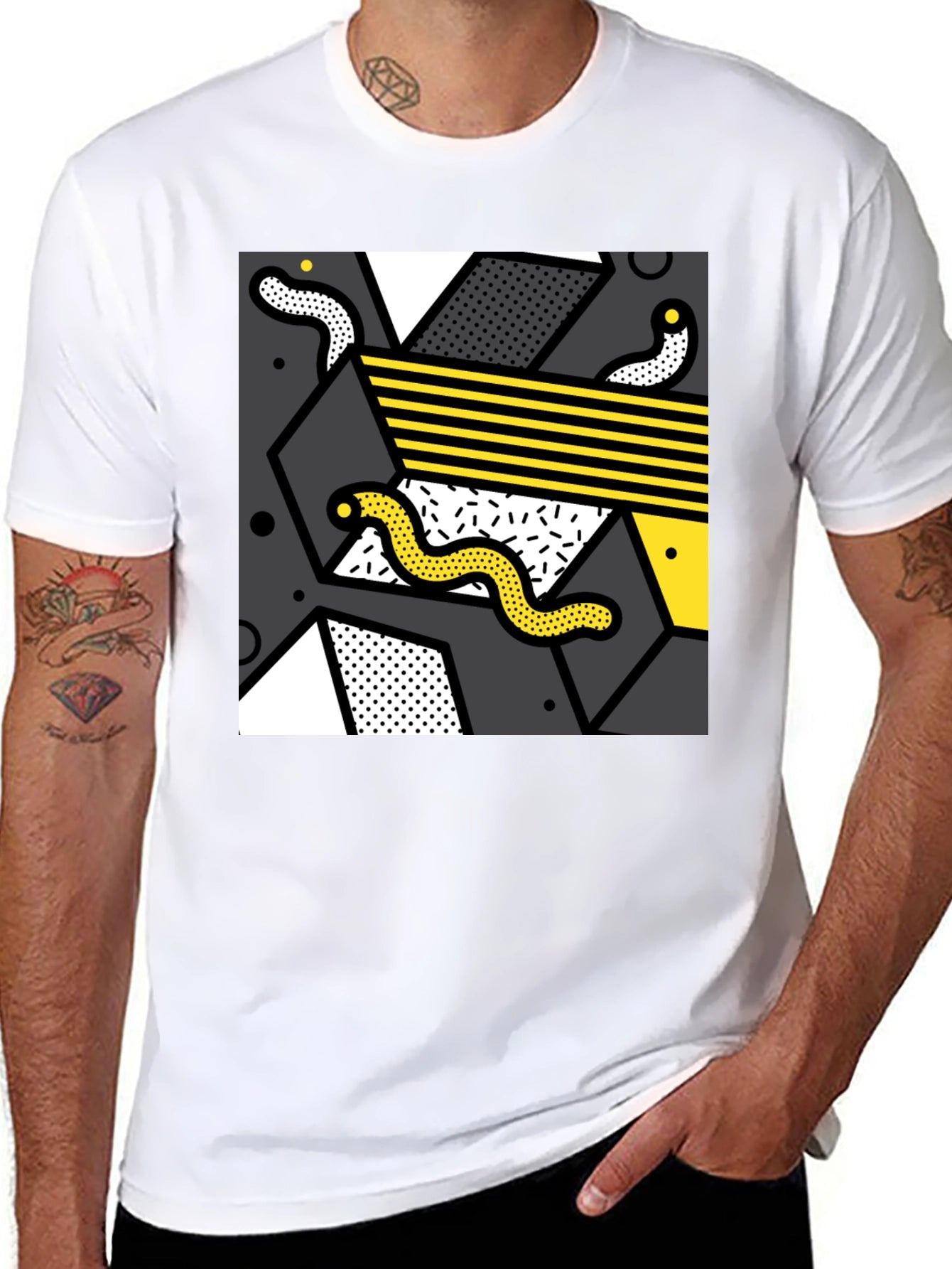 Abstract Graphic Print Crew Neck T-Shirt